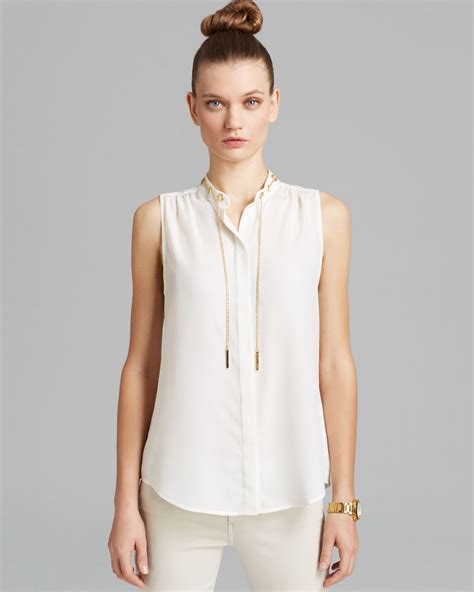 michael michael kors meline textured blouse mens|Michael Kors sleeveless blouses.